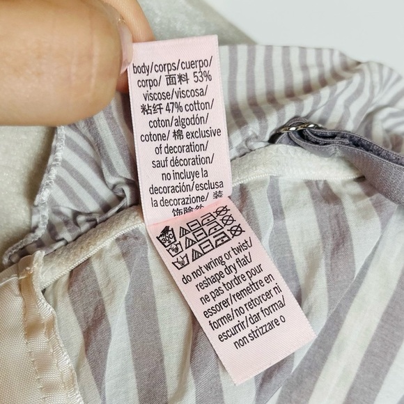 VICTORIA’S SECRET Gray & White Striped Ruffle Asymmetric Sleep Cami Tank - SMALL - Picture 12 of 12